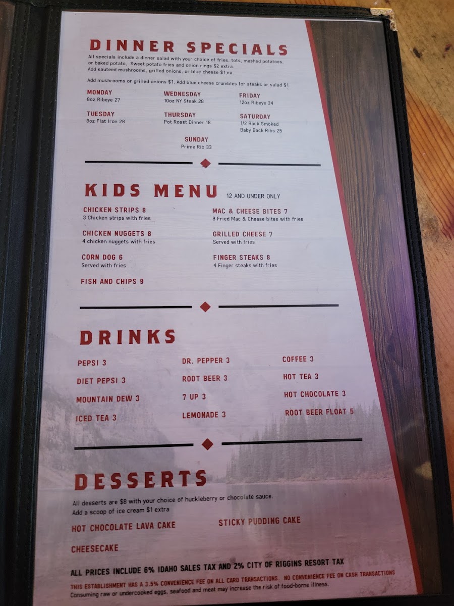 Seven Devils Bar & Steakhouse Menu - Image 1